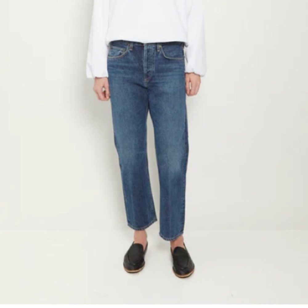 Agolde Parker Easy straight jeans placebo size 23 button fly dark wash NWT